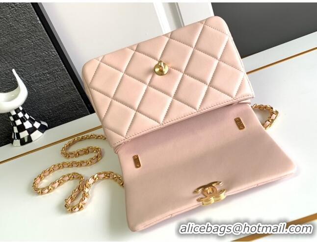 Buy Discount Chanel Lambskin Flap Bag With Crystal Chain AS2613 Pink 2024