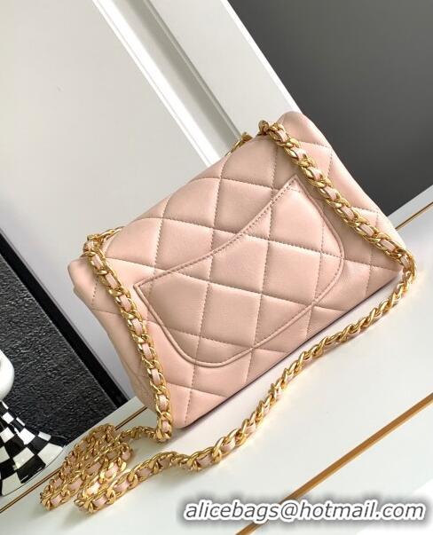 Buy Discount Chanel Lambskin Flap Bag With Crystal Chain AS2613 Pink 2024