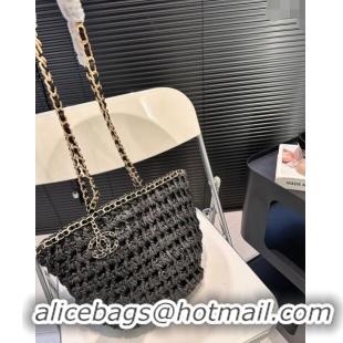 Fashion Discount Chanel Straw Basket Chain Bag 040201 Black 2024