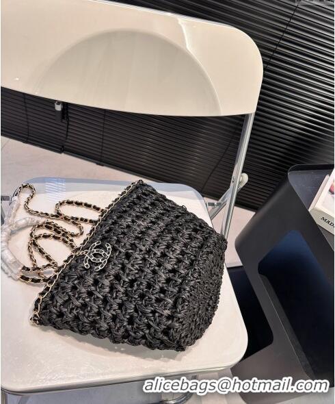 Fashion Discount Chanel Straw Basket Chain Bag 040201 Black 2024