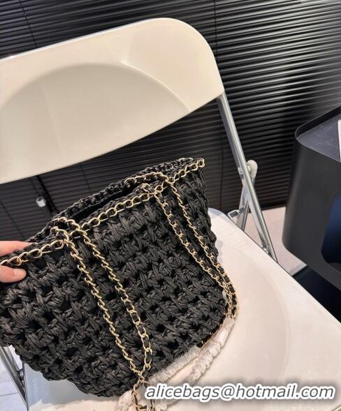 Fashion Discount Chanel Straw Basket Chain Bag 040201 Black 2024