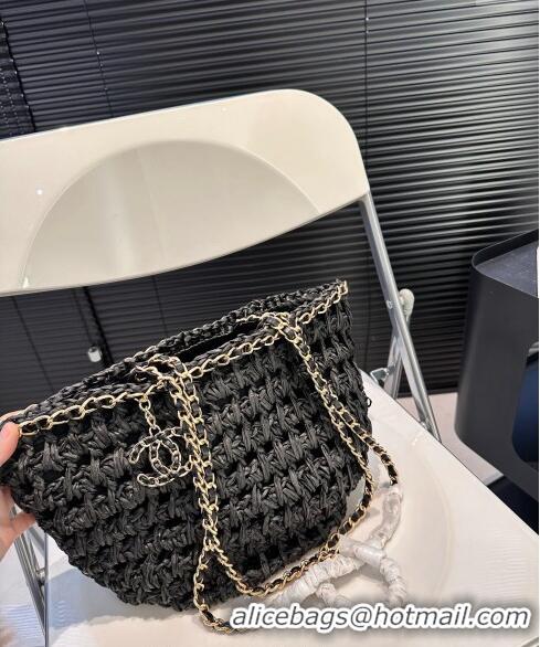 Fashion Discount Chanel Straw Basket Chain Bag 040201 Black 2024