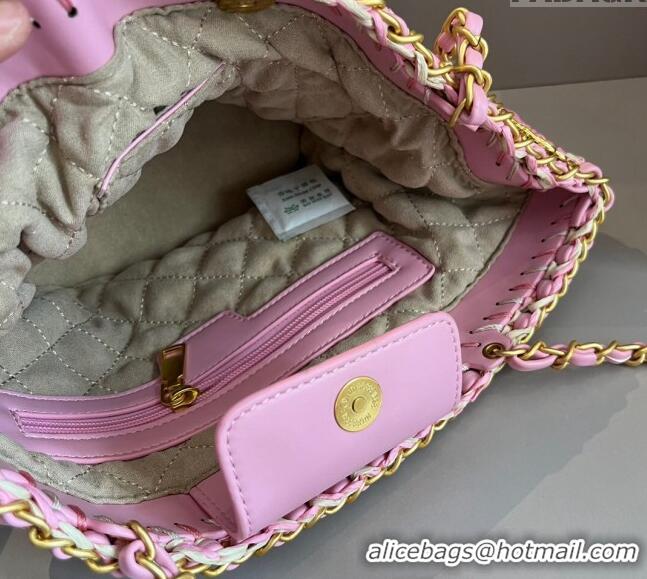 Buy Fashionable Chanel Straw Basket Chain Bag 040201 Pink 2024