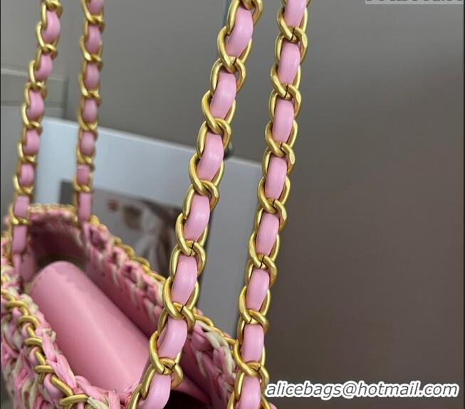 Buy Fashionable Chanel Straw Basket Chain Bag 040201 Pink 2024