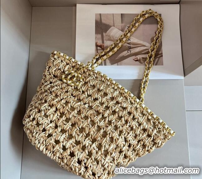 Buy Cheap Chanel Straw Basket Chain Bag 040201 Beige 2024