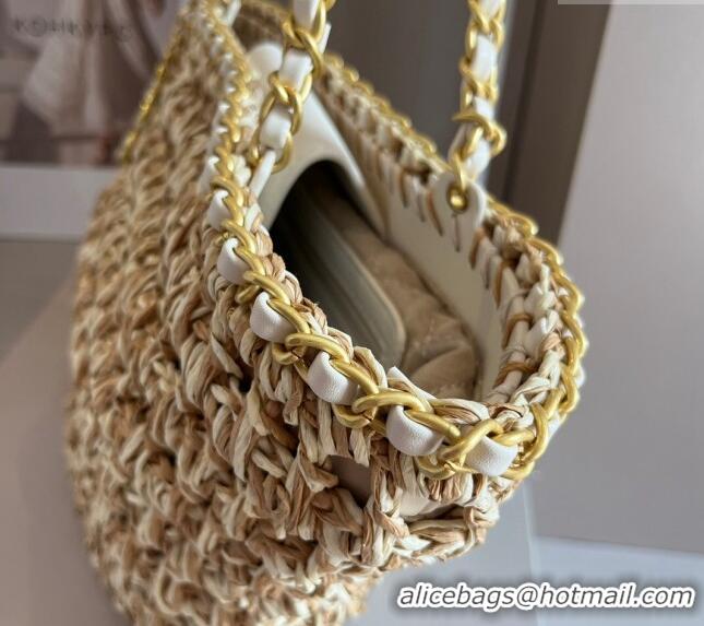 Buy Cheap Chanel Straw Basket Chain Bag 040201 Beige 2024