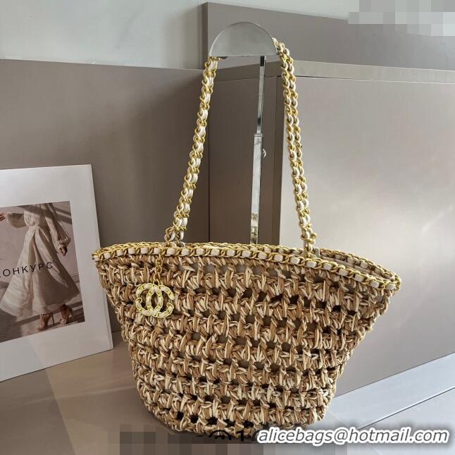 Buy Cheap Chanel Straw Basket Chain Bag 040201 Beige 2024