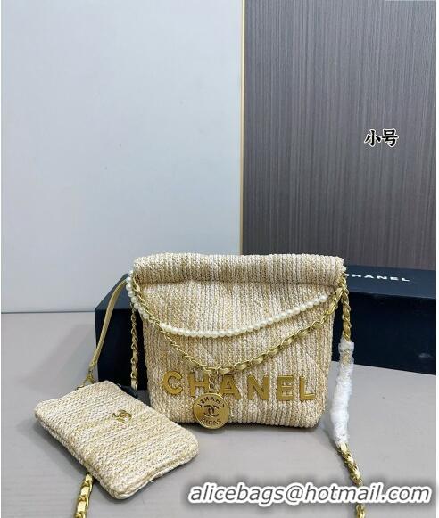 Super Quality Chanel Straw Mini/Small 22 Bag 0402 Beige 2024