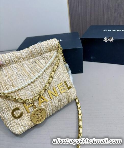 Super Quality Chanel Straw Mini/Small 22 Bag 0402 Beige 2024