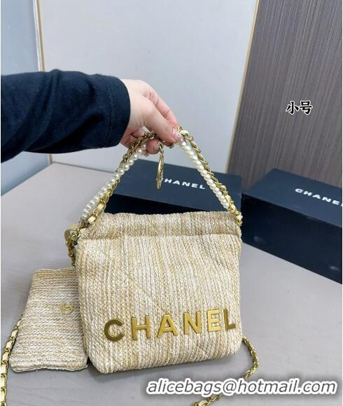 Super Quality Chanel Straw Mini/Small 22 Bag 0402 Beige 2024