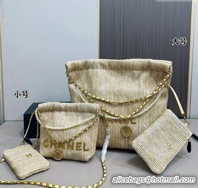 Super Quality Chanel Straw Mini/Small 22 Bag 0402 Beige 2024