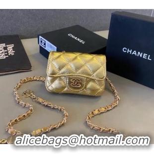 Famous Brand Chanel Quilted Metallic Leather Belt Bag 0408 Gold 2024