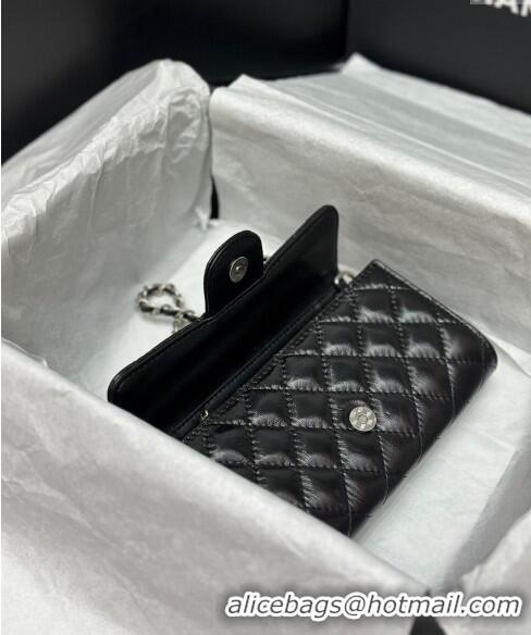 Inexpensive Chanel Quilted Leather Phone Holder & Wallet WOC on Chain Set 0407 Black 2023