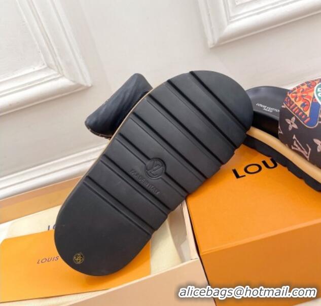 Stylish Louis Vuitton Pool Pillow Comfort Slide Sandals in Travel Labels Nylon 606153