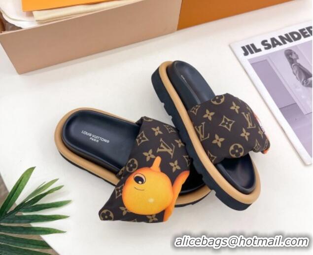 Sophisticated Louis Vuitton Pool Pillow Comfort Slide Sandals in Chick and Leopard Nylon 606154