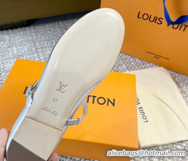 Shop Duplicate Louis Vuitton Romy Flat Ballerinas in Metallic Lambskin Silver 606156