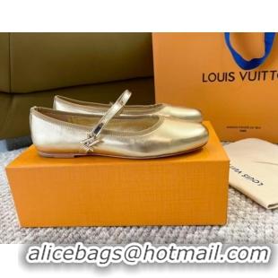 Best Grade Louis Vuitton Romy Flat Ballerinas in Metallic Lambskin Gold 606157