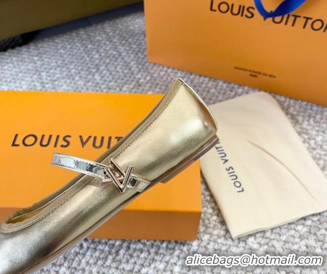 Best Grade Louis Vuitton Romy Flat Ballerinas in Metallic Lambskin Gold 606157