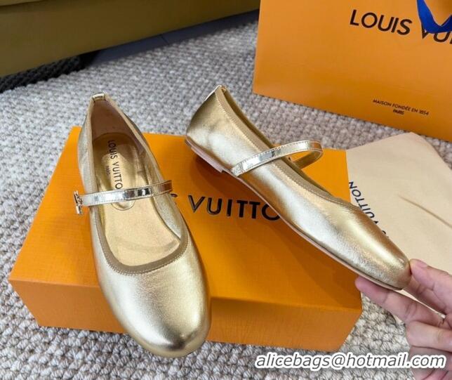 Best Grade Louis Vuitton Romy Flat Ballerinas in Metallic Lambskin Gold 606157