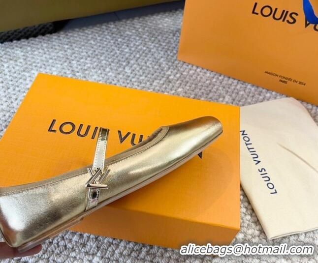 Best Grade Louis Vuitton Romy Flat Ballerinas in Metallic Lambskin Gold 606157