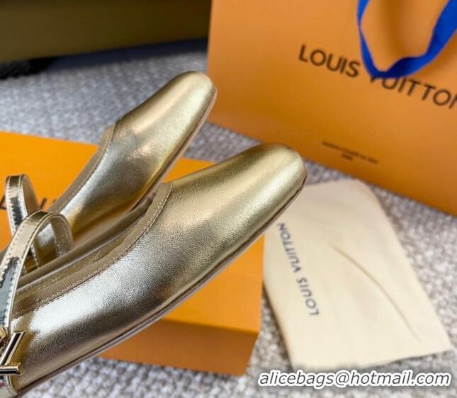 Best Grade Louis Vuitton Romy Flat Ballerinas in Metallic Lambskin Gold 606157