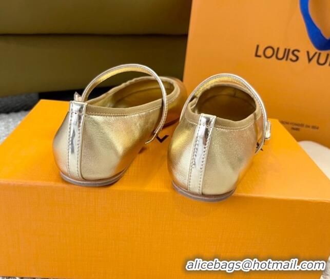 Best Grade Louis Vuitton Romy Flat Ballerinas in Metallic Lambskin Gold 606157