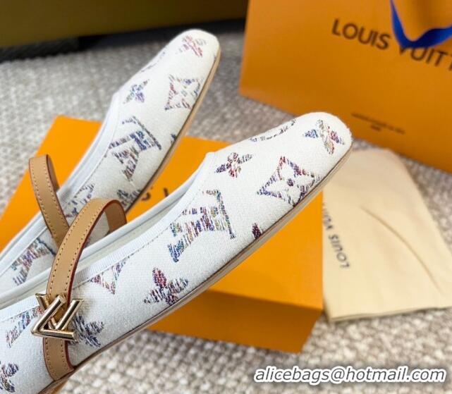 Low Price Louis Vuitton Romy Flat Ballerinas in White Monogram Tweed 606158