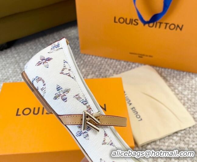 Low Price Louis Vuitton Romy Flat Ballerinas in White Monogram Tweed 606158