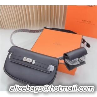 Top Quality Hermes Calfskin Pouch Belt/Belt Bag 0617 Black 2024