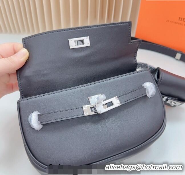 Top Quality Hermes Calfskin Pouch Belt/Belt Bag 0617 Black 2024