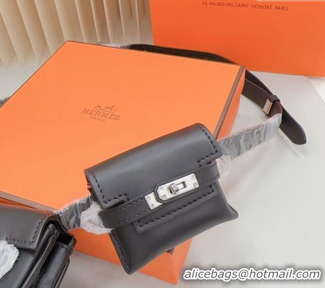 Top Quality Hermes Calfskin Pouch Belt/Belt Bag 0617 Black 2024