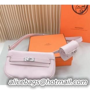 Luxury Discount Hermes Calfskin Pouch Belt/Belt Bag 0617 Light Pink 2024