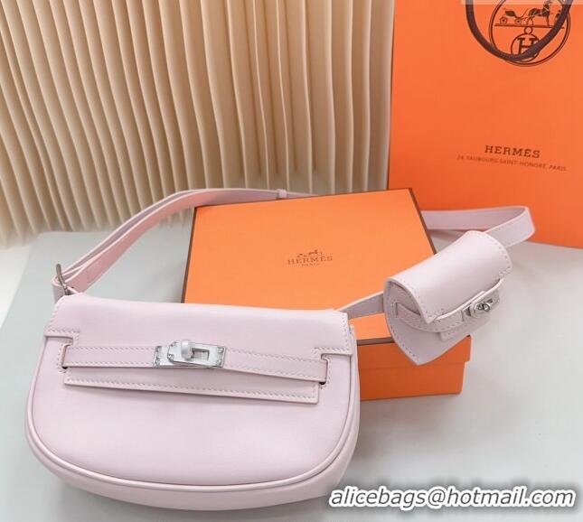 Luxury Discount Hermes Calfskin Pouch Belt/Belt Bag 0617 Light Pink 2024