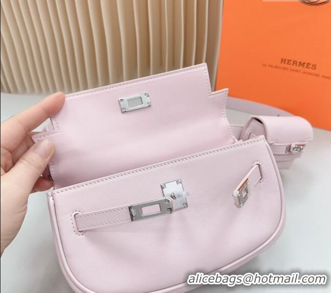 Luxury Discount Hermes Calfskin Pouch Belt/Belt Bag 0617 Light Pink 2024