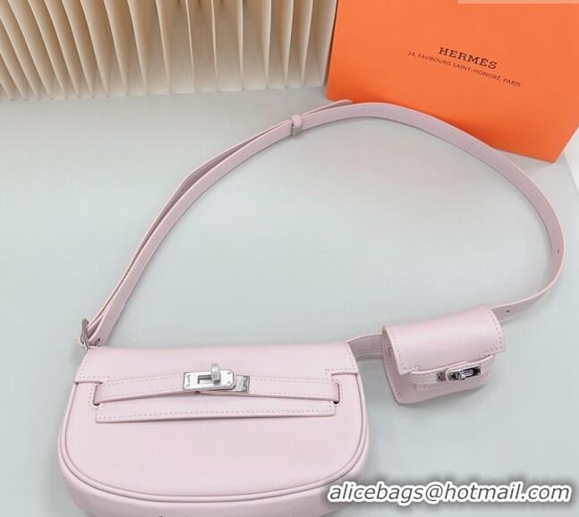 Luxury Discount Hermes Calfskin Pouch Belt/Belt Bag 0617 Light Pink 2024