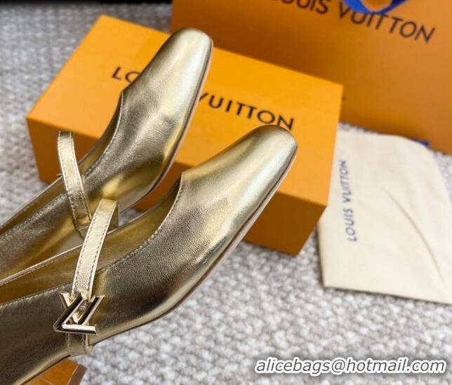 Sophisticated Louis Vuitton Romy Pumps 3.5cm in Metallic Lambskin Gold 606163