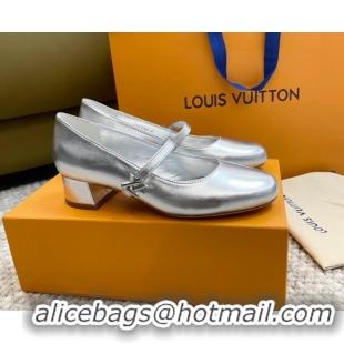 Grade Quality Louis Vuitton Romy Pumps 3.5cm in Metallic Lambskin Silver 606165