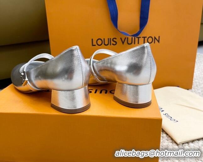 Grade Quality Louis Vuitton Romy Pumps 3.5cm in Metallic Lambskin Silver 606165