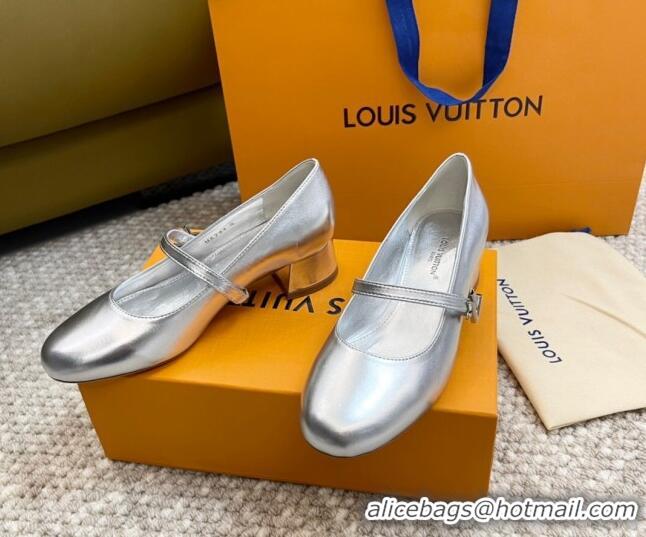 Grade Quality Louis Vuitton Romy Pumps 3.5cm in Metallic Lambskin Silver 606165