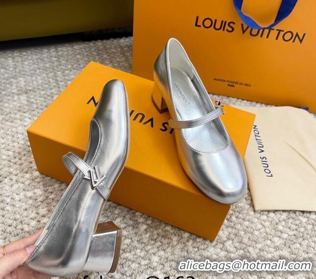 Grade Quality Louis Vuitton Romy Pumps 3.5cm in Metallic Lambskin Silver 606165