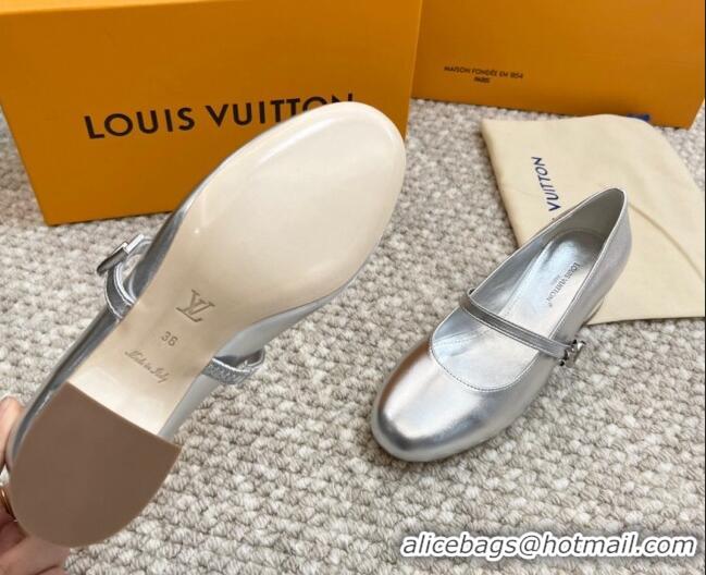 Grade Quality Louis Vuitton Romy Pumps 3.5cm in Metallic Lambskin Silver 606165