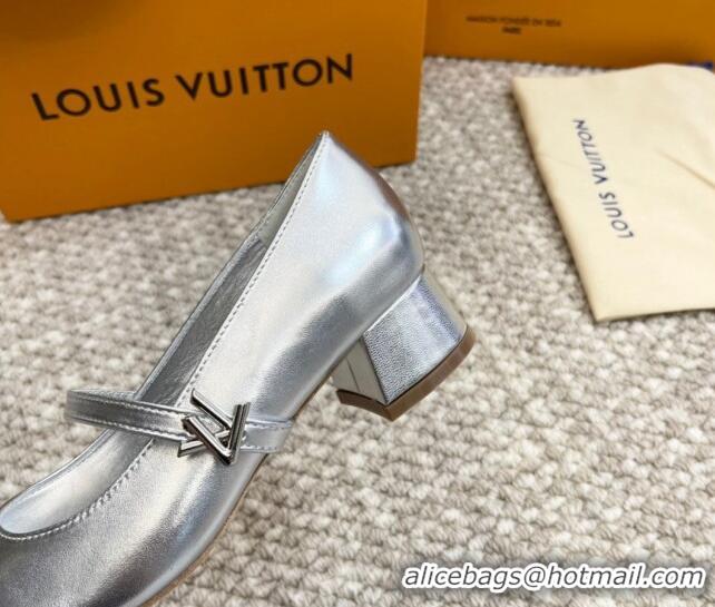 Grade Quality Louis Vuitton Romy Pumps 3.5cm in Metallic Lambskin Silver 606165