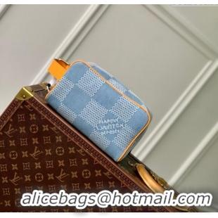 Promotional Louis Vuitton Locker Dopp Kit Pouch in Damier Denim 3D Cotton Canvas N47053 Blue 2024