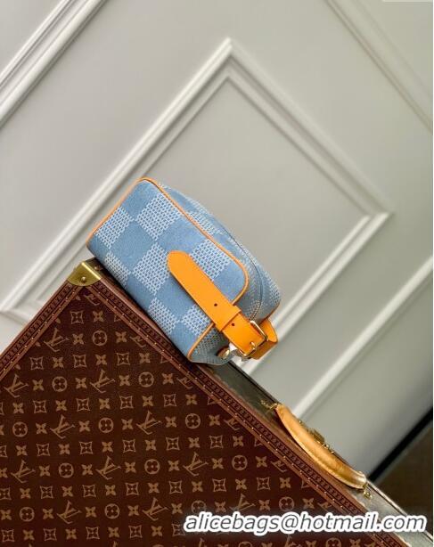 Promotional Louis Vuitton Locker Dopp Kit Pouch in Damier Denim 3D Cotton Canvas N47053 Blue 2024