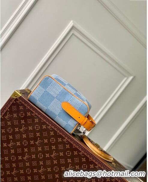 Promotional Louis Vuitton Locker Dopp Kit Pouch in Damier Denim 3D Cotton Canvas N47053 Blue 2024