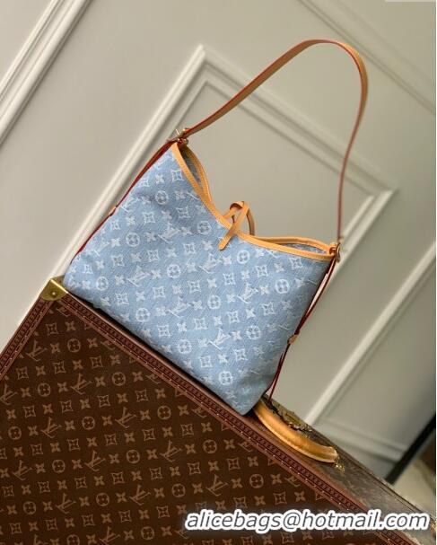 Top Grade Louis Vuitton CarryAll PM Bag in Monogram Denim 100% GOTS-certified Cotton M11462 Blue 2024