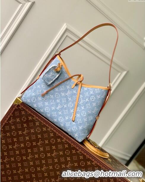 Top Grade Louis Vuitton CarryAll PM Bag in Monogram Denim 100% GOTS-certified Cotton M11462 Blue 2024