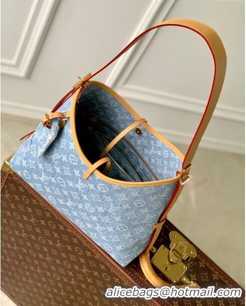 Top Grade Louis Vuitton CarryAll PM Bag in Monogram Denim 100% GOTS-certified Cotton M11462 Blue 2024