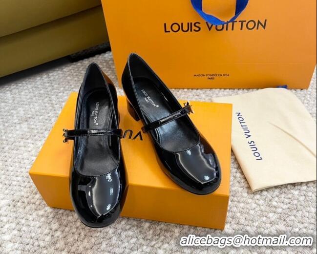 Stylish Louis Vuitton Romy Pumps 3.5cm in Patent Leather Black 606167