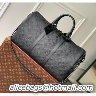 Super Quality Louis Vuitton Keepall Bandouliere 50 in Black Taurillon Monogram Leather M59025 2024